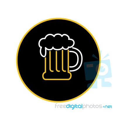Beer Mug Foam  Neon Sign Icon Stock Image