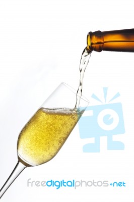 Beer Pour In A Glass Stock Photo