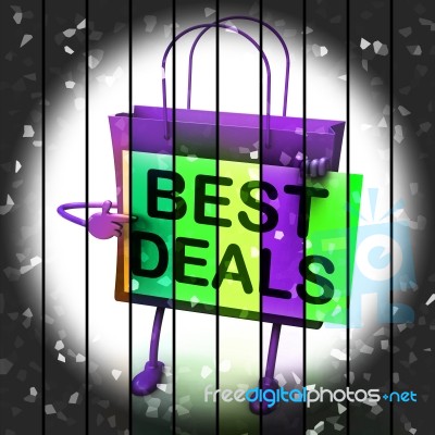 Best Deals Shopping Bag Represents Bargains And Discounts Stock Image