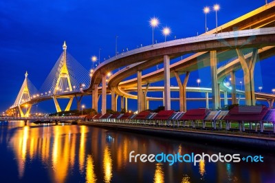 Bhumibol Suspension Bridge In Thailand Stock Photo