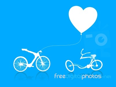 Bicycle With Flying Love Kite Stock Image
