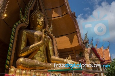 Big Golden Buddha At Wat Tham Sua Temple Stock Photo