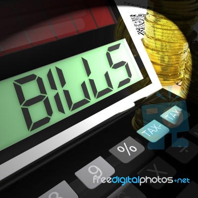 Bills Calculated Means Invoices Payable And Owing Stock Image