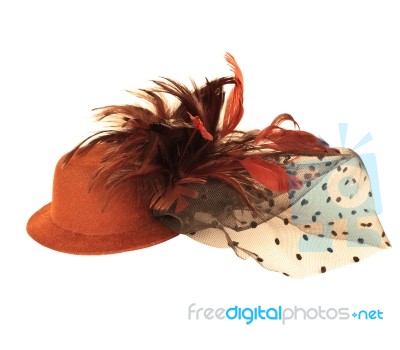 Bird Feather Hat Isolated On White Stock Photo