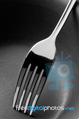 Black And White Stainless Steel Fork Stock Photo