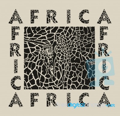 Black Background Giraffe And Text Africa Stock Image