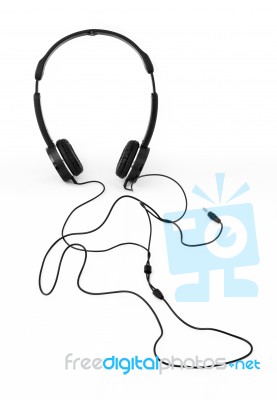 Black Headphone And Line Signal Stock Photo
