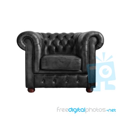 Black Leather Armchair Stock Photo