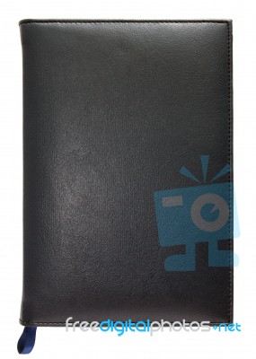 Black Leather Note Book Stock Photo