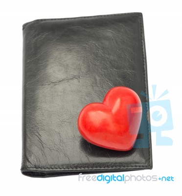 Black Leather Wallet Stock Photo