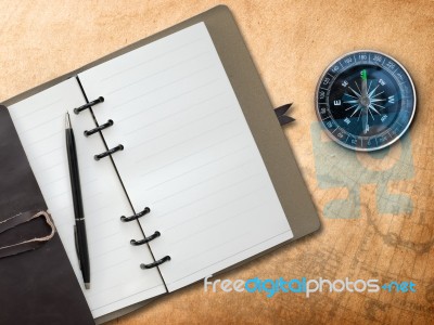 Black Pen With Brown Leather Cover Note Book Stock Photo Black Pen With Brown Leather Cover Note Book Stock Photo