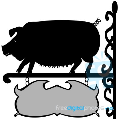Black Pig Sign Stock Image
