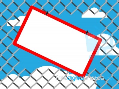 Blank Board On Chain Link Fence Stock Image