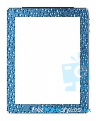 Blank PC Tablet With Water Drops Stock Image