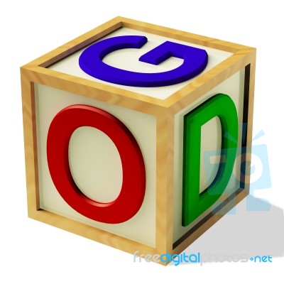 Block With God Text Stock Image