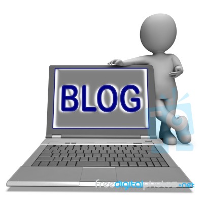 Blog Laptop Shows Blogging Or Weblog Internet Website Stock Image