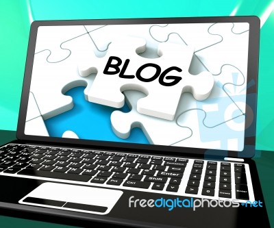 Blog On Laptop Shows Online Web Blogging Or Weblog Website Stock Image