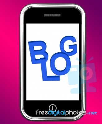 Blog On Phone Shows Blogging Or Weblog Websites Stock Image