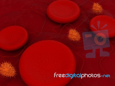 Blood Cell With Virus Stock Image