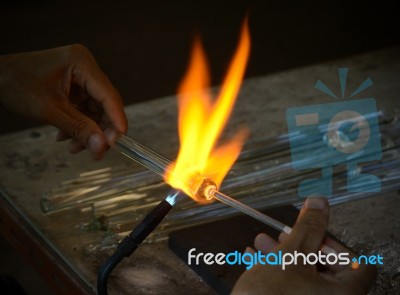 Blowing Glass Stock Photo