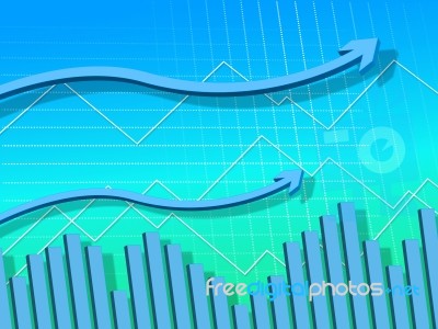 Blue Arrows Background Means Graph Upwards And Growth
 Stock Image