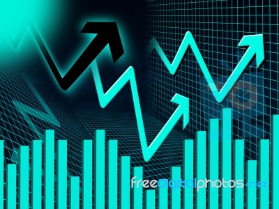 Blue Arrows Background Means Up Increase And Graph
 Stock Image