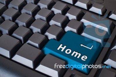 Blue Home Button Stock Photo