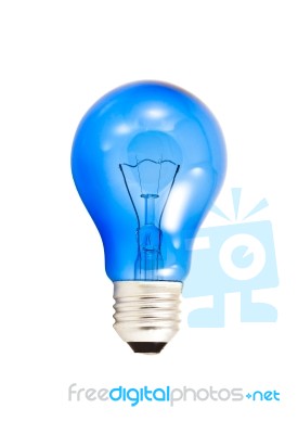 Blue Light Bulb Isolated On White Background Stock Photo