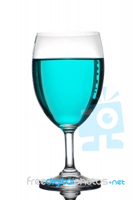 Blue Liquid In Wine Glass Stock Photo