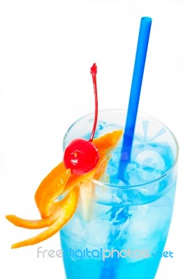 Blue Long Drink Cocktail Stock Photo