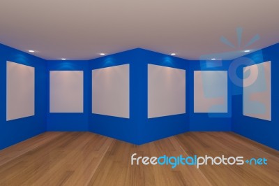 Blue Room with gallery Stock Image