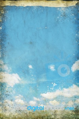 Blue Sky On Grunge Paper Stock Image