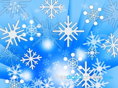 Blue Snowflakes Background Shows Weather Freezing And Winter
 Stock Image