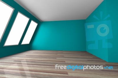 Blue Space Empty Room Stock Image