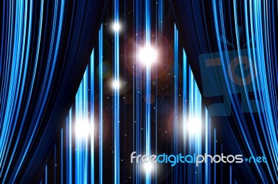 Blue Stage Curtain Stock Photo
