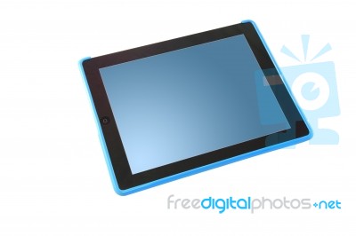 Blue Tablet Computer Stock Photo