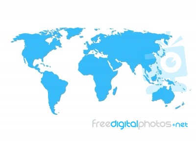 Blue World Map On White Background Stock Image