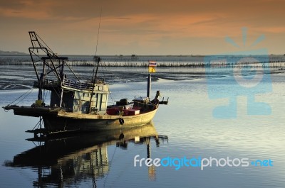 Boat At Evening Stock Photo