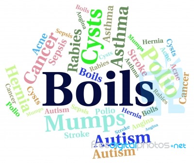 Boils Word Indicates Ill Health And Afflictions Stock Image