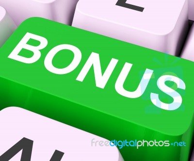 Bonus Key Shows Extra Gift Or Gratuity Online Stock Image