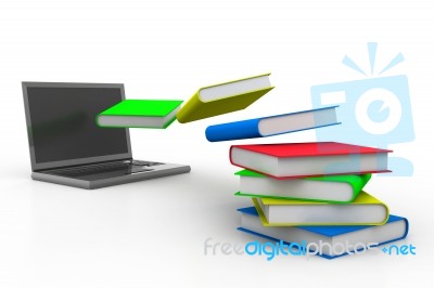 Books Fly Into Your Laptop Stock Image