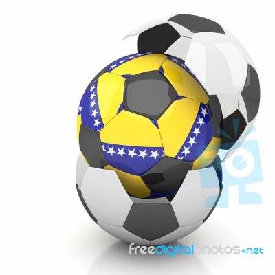 Bosnia Herzegovina Flag Soccer Ball Isolated White Background Stock Image