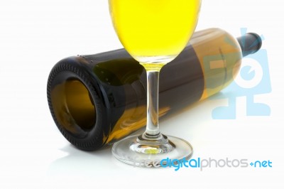 Bottles And Glass Of Wine Stock Photo