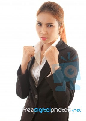 Boxing Business Woman Stock Photo