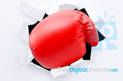 Boxing Glove From Tearing Paper Stock Photo