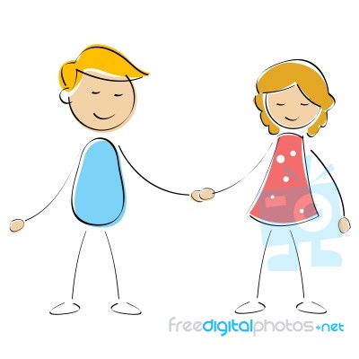 Boy And Girl Holding Hands Stock Image