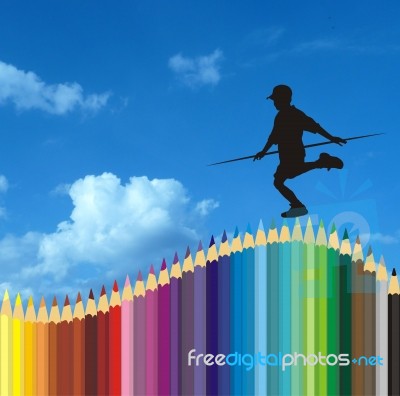 Boy Balancing On Pencil Stock Image