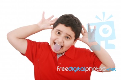 Boy With Funny Facial Expression Stock Photo