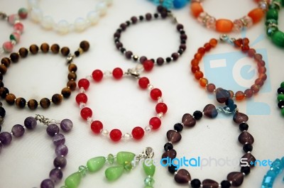 Bracelets Made Of Gemstones Stock Photo