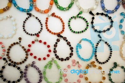 Bracelets Made Of Gemstones Stock Photo